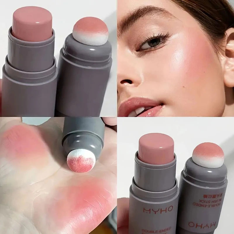 Blush Stick, Double-ended Creamy Rouge, Expansive Color, Long Lasting Matte Makeup, Monochrome Blendable