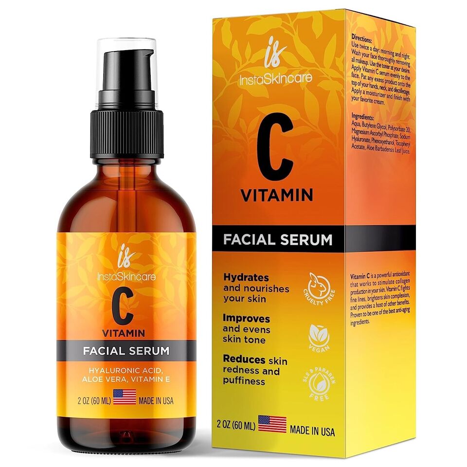 Vitamin C Serum for Face with Hyaluronic Acid Vitamin E Best Skin Anti-Aging 2oz