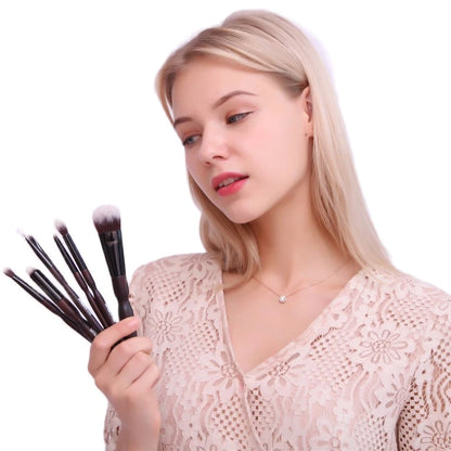 10pcs Makeup Brushes With PU Case, Premium Wood Handle Makeup Brush Kit, Soft Bristles for Blending and Contouring