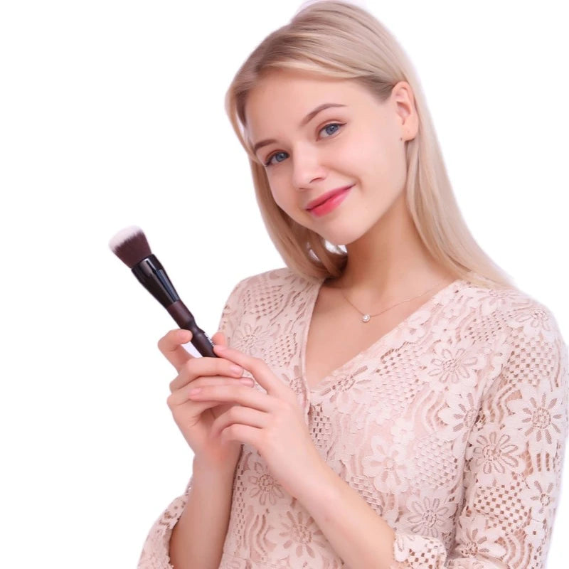 10pcs Makeup Brushes With PU Case, Premium Wood Handle Makeup Brush Kit, Soft Bristles for Blending and Contouring