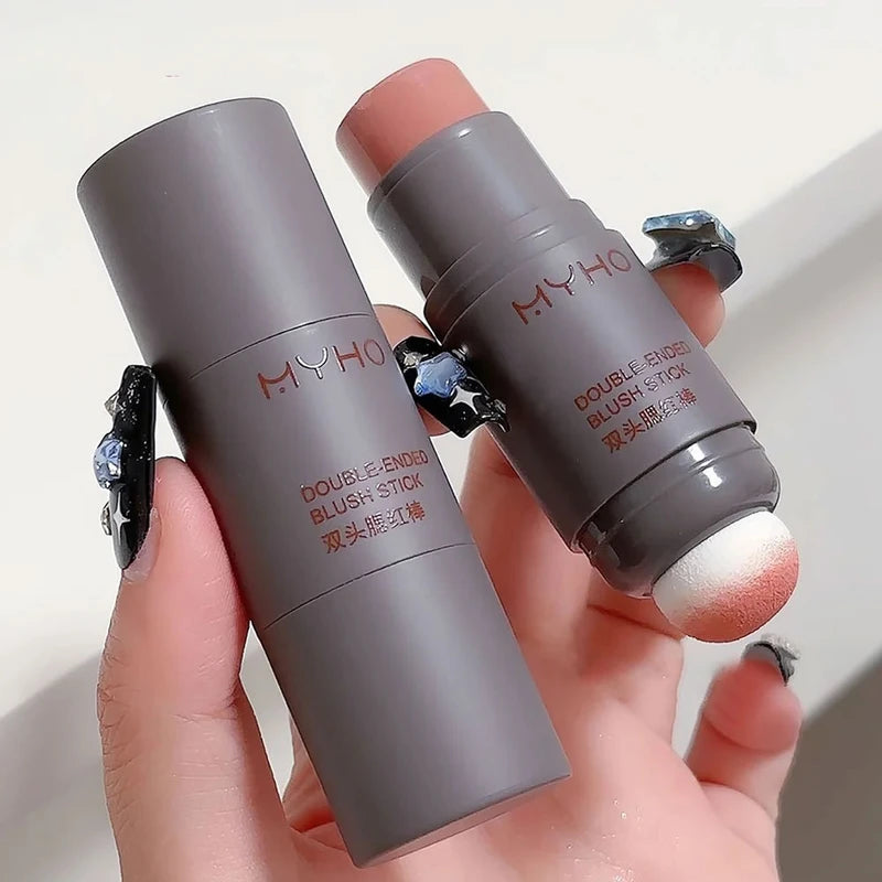 Blush Stick, Double-ended Creamy Rouge, Expansive Color, Long Lasting Matte Makeup, Monochrome Blendable