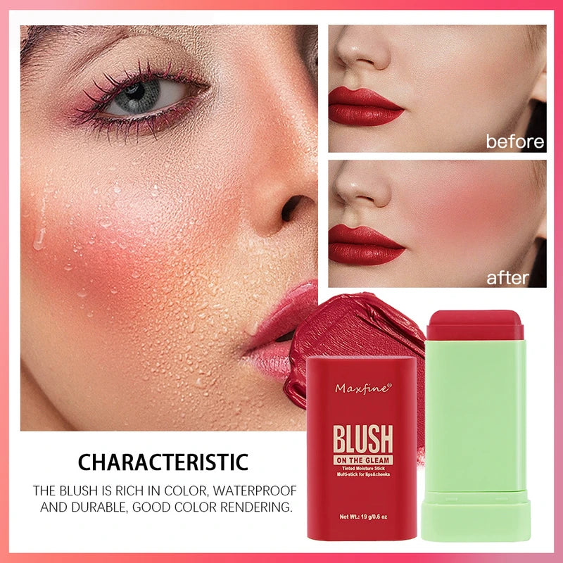 Multi-Functional Blush Stick, Waterproof Long Lasting Makeup, Easy Color Delicate Moisture, Cream-to-Glow Cheeks & Lips