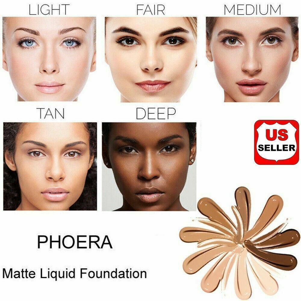 PHOERA Foundation Makeup Full Coverage Fast Base Brighten long-lasting Shade US