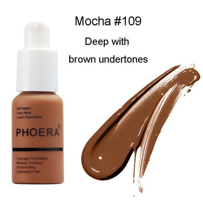 PHOERA Foundation Makeup Full Coverage Fast Base Brighten long-lasting Shade US