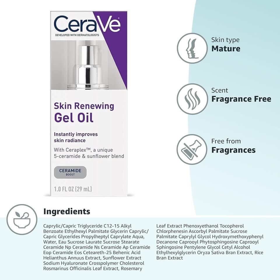 CeraVe Skin Renewing Gel Oil Face Moisturizer 1.0 oz