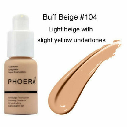 PHOERA Foundation Makeup Full Coverage Fast Base Brighten long-lasting Shade US