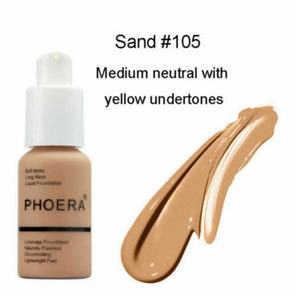 PHOERA Foundation Makeup Full Coverage Fast Base Brighten long-lasting Shade US