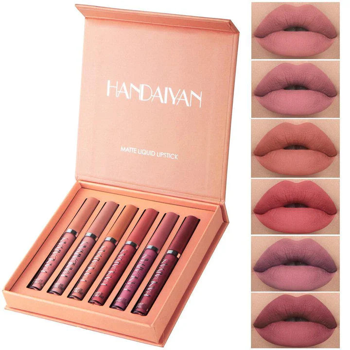 HANDAIYAN 6 Colors/box Matte Liquid Lip stick Kit Women Makeup Set Matt Lipstick Lips Beauty Make Up Cosmetics Tint Lip Gloss Waterproof